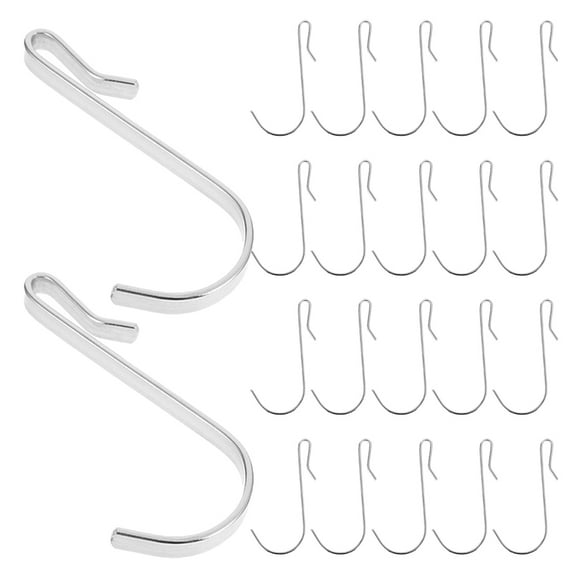 OULII Metal Rack Hooks - Silver Stainless Steel Multi Functional Wire Shelf Hooks 30pcs