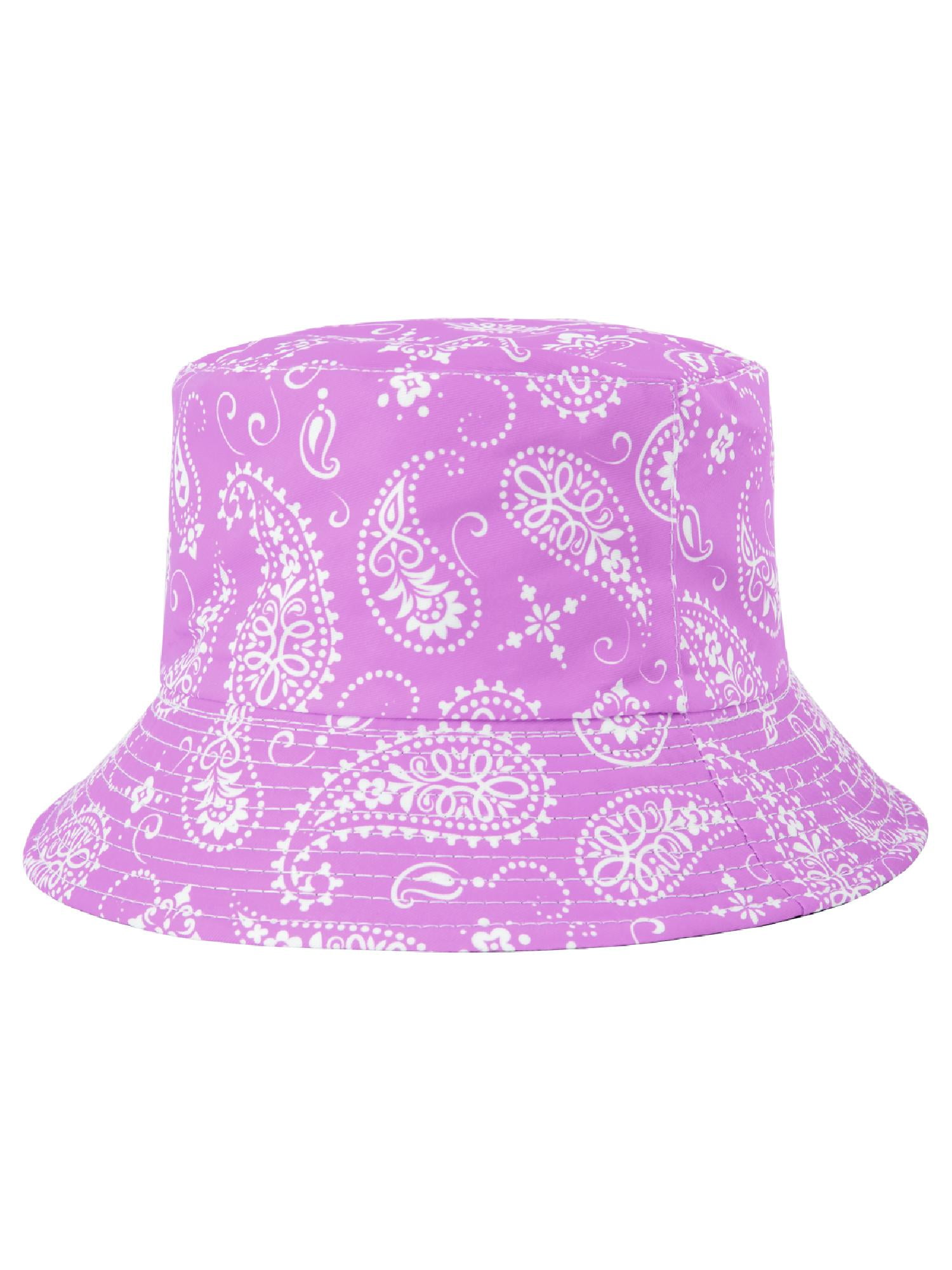 Mixmatchy Women's Fashion Plain Smooth Reversible Bandana Print Bucket Hat, Size: One size, Purple