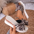 thumbnail image 5 of Womens Espadrilles Open Toe Leopard Print Bowtie Wedge Sandals Summer Casual Slip on Slides Lightweight Dressy Beach Shoes Black Size 8, 5 of 7