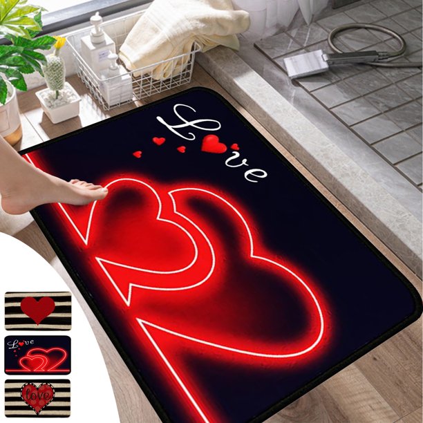 Fiudx Decoraciones Del Hogar Para Sala De Estar. Alfombra De Felpa Recta Para Sala De Estar Y Dormitorio, Tapetes Antideslizantes Absorbentes Para Baño, Tapetes Para Pies De Cocina, Día De San Valent