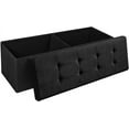 thumbnail image 2 of HLL 43 Inches Folding Storage Ottoman Bench, Ottoman Foot Rest, End of Bed Bench, Storage Chest, Load 660 lb, for Living Room, Bedroom, Entryway, Cream, 2 of 5