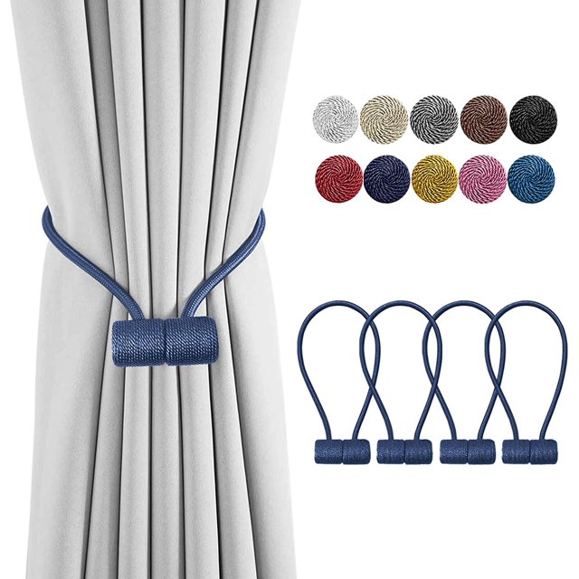 Magnetic Curtain Holdbacks Drapery Tiebacks: 2Pack 16 Inch Tie Backs Holdback for Blackout Sheer Window Treatment, Chocolate, Upgrade