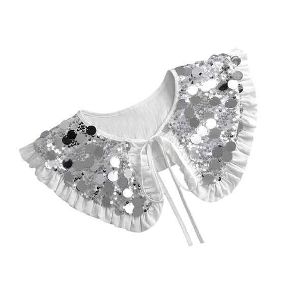 Unique Elegant Sparkling Sequins Faux Collar for Trendy Women Fashion Enthusiasts Ruffled Small Cloak Shawl Wrap