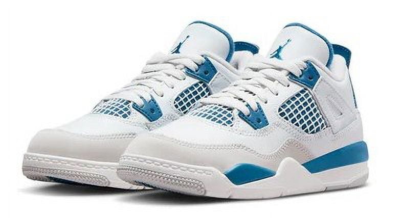 Joardan Air Retro 4 Boy's Shoes, Off White & Military Blue, Size 12.5