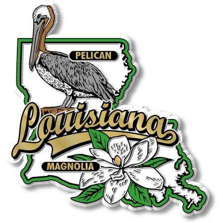 

Louisiana State Bird and Flower Map Magnet by Classic Magnets