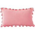 thumbnail image 2 of Nvzi Velvet Soft Solid Decorative Throw Pillow Cover with Tassels Boho Accent Cushion Case for Couch Bedroom Car Baby Pink 12''x20'', 2 of 5