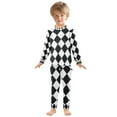 thumbnail image 7 of Boys Pajamas Girls Pajama Diamond Black and White Grid Cute Comfortable Cotton Two-piece Pajama Set, 7 of 7