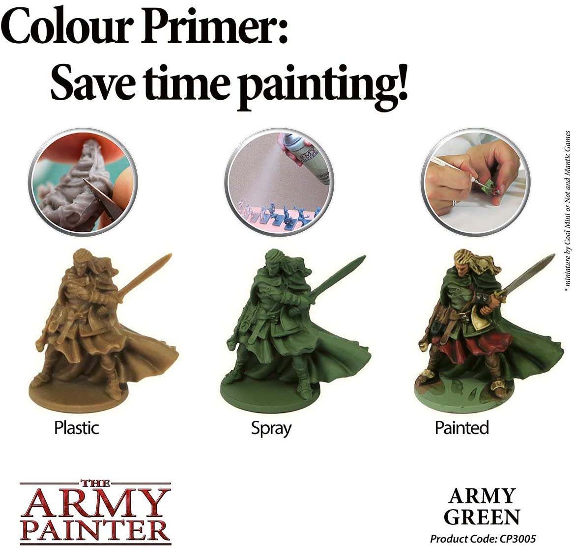 The Army Painter Color Primer Spray Paint, Army Green, 400ml, 13.5oz -  Acrylic Spray Undercoat for Miniature Painting - Spray Primer for Plastic