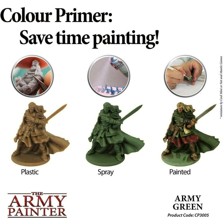 The Army Painter Color Primer Spray Paint, Army Green, 400ml, 13.5oz -  Acrylic Spray Undercoat for Miniature Painting - Spray Primer for Plastic
