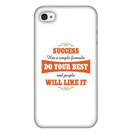iPhone 4S Case, iPhone 4 Case - Success Do Your Best,Hard Plastic Back Cover, Slim Profile Cute Printed Designer Snap on Case with Screen Cleaning