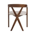 thumbnail image 4 of Cid Xeu 23 Inch Dining Chair, Round Cross Back, White Cushioned Seat, Brown, 4 of 6