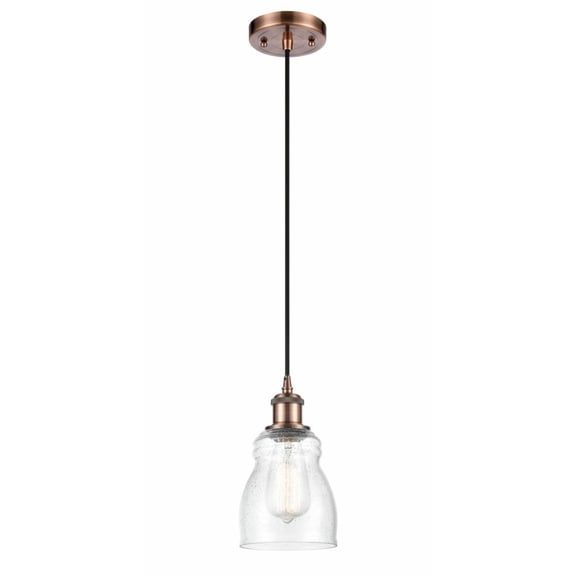 516-1P-AC-G394-LED-Innovations Lighting-Ellery-3.5W 1 LED Mini Pendant in Nautiical Style-4.5 Inches Wide by 8 Inches High   Antique Copper Finish