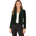 thumbnail image 1 of INSPIRE CHIC Chaqueta De Traje De Oficina De Negocios Con Solapa Y 1 Botón De Terciopelo Para Mujer Verde XS, 1 of 6
