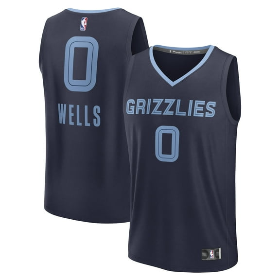 Men's Fanatics Jaylen Wells Navy Memphis Grizzlies Fast Break Replica Player Jersey - Icon Edition