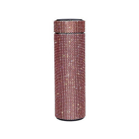 

ADVEN Rhinestone Decoration 500ML Vacuum Flask Portable Bottle Stainless Steel Insulated Cup Water Bottles Cups Drinkware Supplies Red