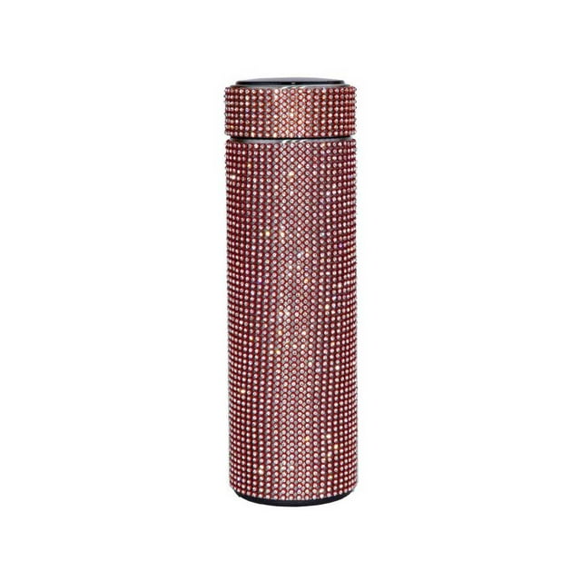Billuyoard Decoración de diamantes de imitación, frasco de vacío de 500ML, botella portátil, taza aislada de acero inoxidable, botellas de agua, vasos, Teteras Rojo Billuyoard HA071541-01B