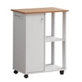 thumbnail image 1 of Hodedah 23.6" Wide Open Shelves and Cabinet Space Kitchen Cart in White Wood, 1 of 4