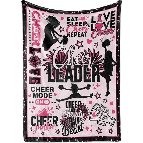 Cheerleader Throw Blanket - Flannel Blankets for Cheerleading - Cheerleader Gifts on Christmas, Birthday, Thanksgiving - 50*60 - (Pink)