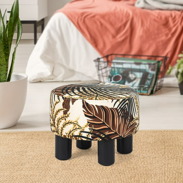 Homebeez Round Footstool Small Upholstered Ottoman Sofa Footrest Stool