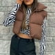 thumbnail image 1 of Chaleco sin mangas para mujer, chaleco con cuello levantado a la moda, chaqueta cálida acolchada, ropa de abrigo cálida, 1 of 9