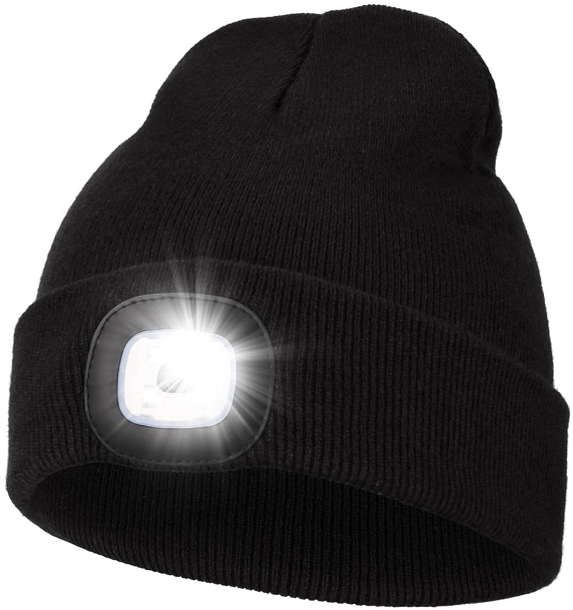 Sinhoon Unisex Beanie Hat with Light, USB Rechargeable Hands Free LED  Headlamp Hat, Knitted Night Light Beanie Cap Flashlight Hat, Men Gifts for  Dad Father Husband (Black)