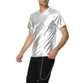 thumbnail image 4 of Lars Amadeus Men's Metallic Shiny Nightclub Short Sleeve Party Disco T-Shirt, 4 of 6