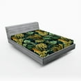 thumbnail image 2 of Ambesonne Tropical Fitted Sheet, Art Exotic Monstera Leaves, Full Size, Dark Teal Olive Green, 2 of 5