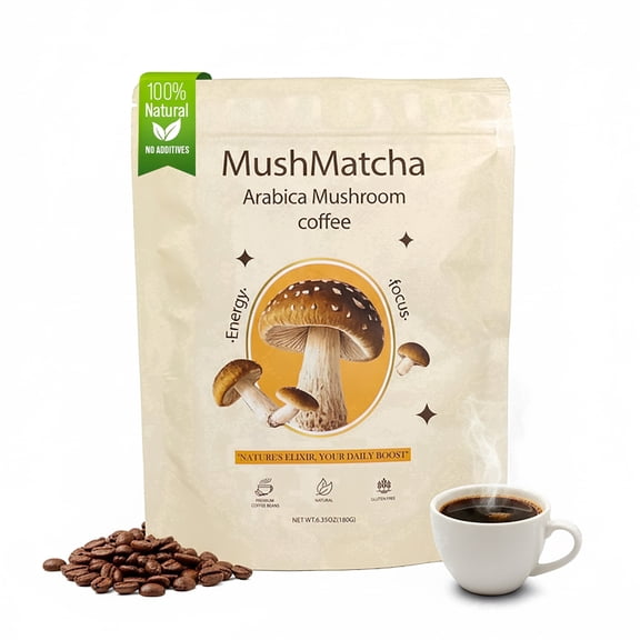 MushMatcha Instant Arabica Coffee with Functional Mushrooms Naturally Caffeinated Vegan 180g