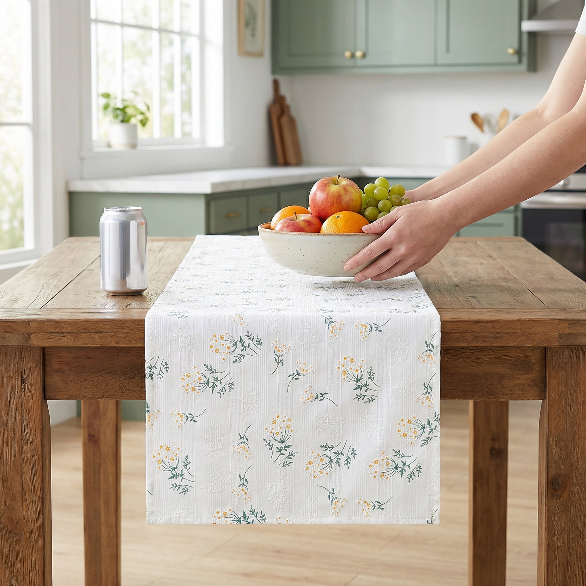 Unique Bargains Cotton Kitchen Runner for Dining Table Decoration Lilac 11.8" x 63"