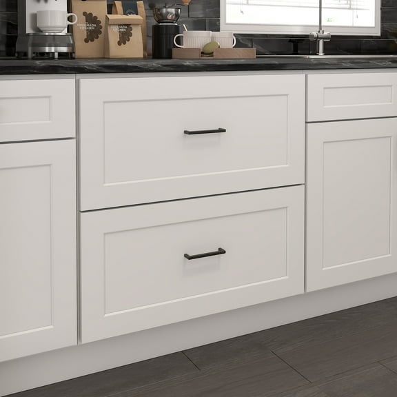Furinno Shaker Drawer Base Kitchen Cabinet with 2-Drawers, Ready to Assemble, 24 D x 30 W x 34.5 H, White