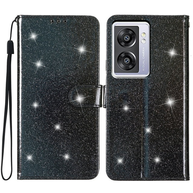 Compatible avec OnePlus Nord N300 Étui Portefeuille Pailleté avec Poche pour Carte et Couverture Rabattable