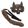 thumbnail image 2 of Conjunto de disfraz de hombre lobo con máscara de lobo y cola para accesorios de disfraces de fiesta de Halloween Máscara y cola de animal realista para adultos y niños, 2 of 6