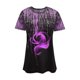 thumbnail image 2 of Gibobby Casual Playera de Manga Corta para Mujer Camiseta manga corta suelta con cuello redondo para mujer, informal, con estampado rosas(Morado,XL), 2 of 3
