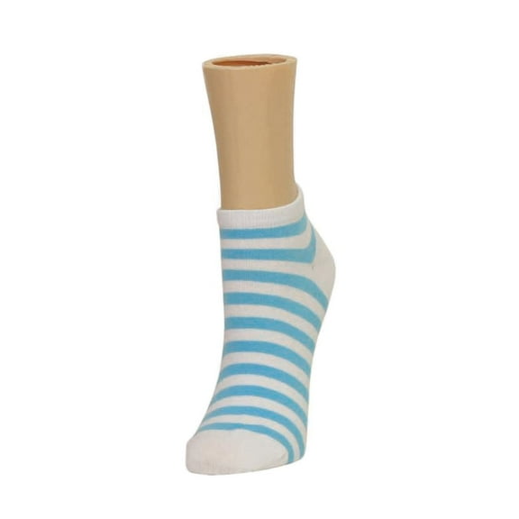 MeMoi Classic Stripe Soft-Fit Cotton-Rich Low Cut Happy Sock - Womens - Female, One Size, Fusion Coral