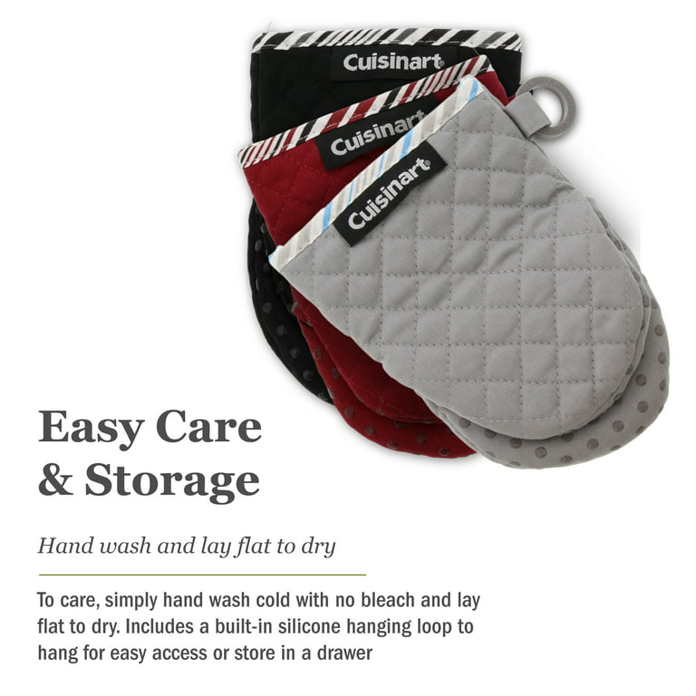 Cuisinart Oven Mitt Glove w/ Nonslip Silicone Grip & Quilted Inner Lining,  Gray