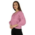 thumbnail image 3 of Bimba Chemise à Manches Ballon Boutonnée Été Coupe Ample Blouse Plissée pour Femmes, 3 of 7