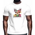 thumbnail image 2 of Camisetas informales de manga corta con renos navideños para hombre, camisetas gráficas, 2 of 8