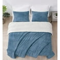 thumbnail image 3 of Chezmoi Collection Wynne 3-Piece Honeycomb Double Sided Sherpa Comforter Set, Reversible Blue White Sherpa Comforter Queen Size with Shams, 3 of 8