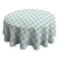 thumbnail image 4 of Light Blue and Cream Checkered Pattern Round Tablecloth 60"x60",Wrinkle Wipeable Table Cloth for Kitchen Dining Room Picnic Patio Party, 4 of 6
