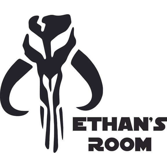 Boba Fett Crest Star Wars Symbol Character Design Customized Wall Art Vinyl Decal - Custom Vinyl Wall Art - Personalized Name - Baby Girl Bedroom Decal Room Wall Sticker Decoration Size (27x30 inch)