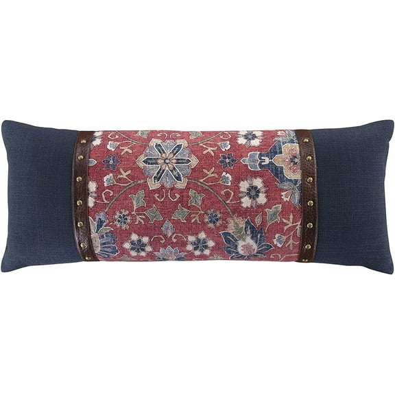 HiEnd Accents Melinda Lumbar Pillow, Floral Medallion Rustic Western Decorative Throw Pillow, 14x36 inch