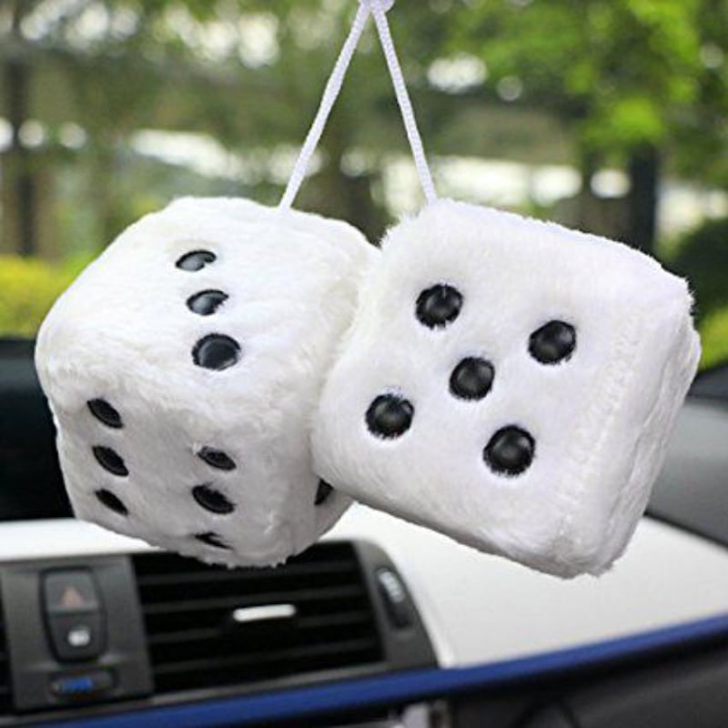 nonbranded Auto Car Rearview Fuzzy Dice Hanging Charm Mirror Hanging Accessories Car Decoration