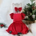 thumbnail image 2 of harmtty Xmax 1 Set Pet Dress Christmas Dog Costume Elegant Red Skirt with Bow Headdress Cat Princess Dress Pet Supplies Red, 2 of 7