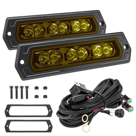 7" 120W Yellow Flush Mount Spot Beam LED Pods 2Pk for Truck SUV Offroad