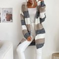 thumbnail image 4 of Sakmal Cute Cardigan Sweaters for Women Comfy Open Front Tunic Cardigan Striped Beige Long Sweater Top, 4 of 5