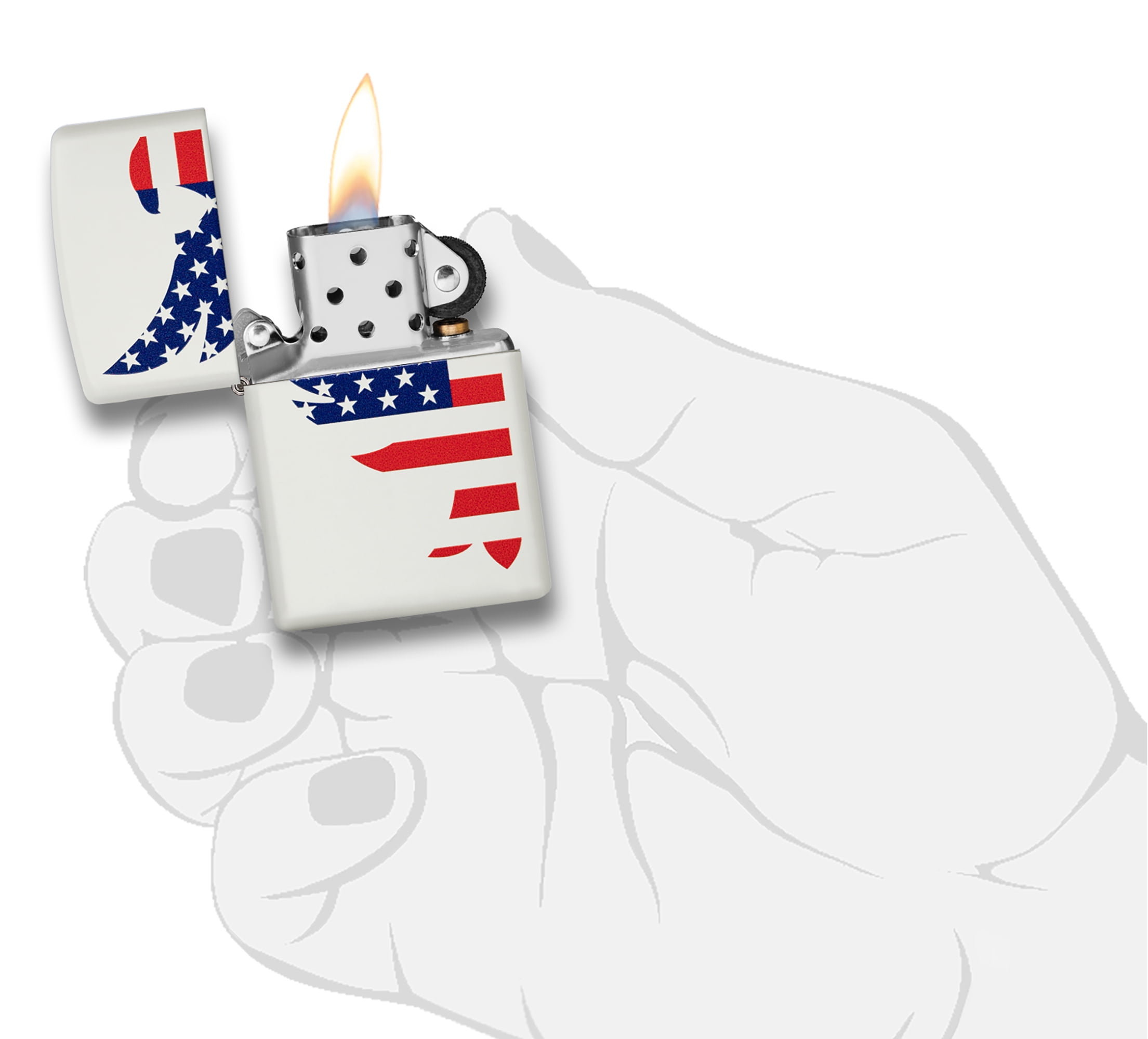 Zippo White Matte Eagle Flag Windproof Pocket Lighter
