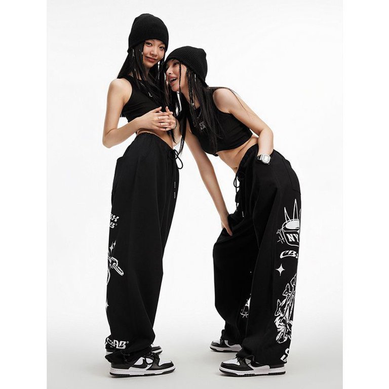 DAYEH Deeptown Y2k Streetwear Baddie Sweatpants Women Black