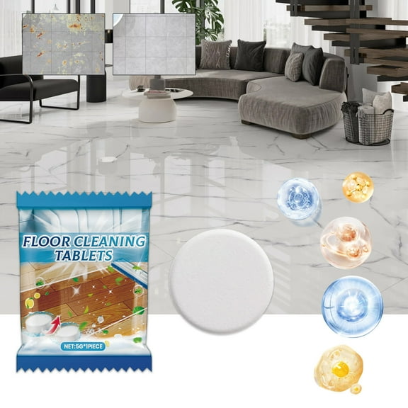 TOPRenddon Lemon-Scented Floor Cleaning Tablets for Stubborn Stains, Hard Water & Grime – Effortless Shine, Safe on Tile, Wood & Laminate (1 Pack)