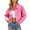 Hot Pink, variant on Denim Jacket for Women Ripped Tassel Lapel Button Down Long Sleeve Outerwear Casual Lightweight Fall Coat