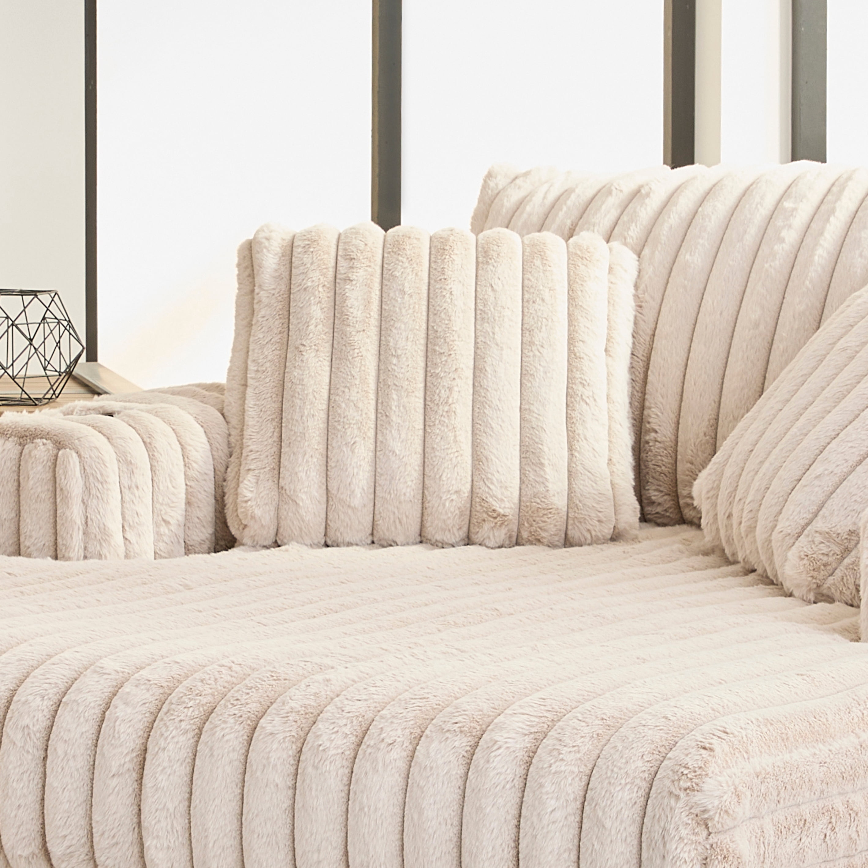 Roundhill Furniture Belvoir Oversized Cuddle Chaise, with Cup Holders, Beige Champagne